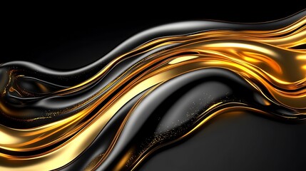 Wall Mural - Gold black liquid wave abstract background