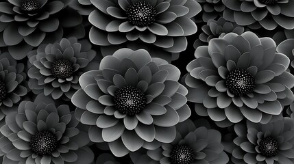 Wall Mural - Monochrome dahlia bouquet, dark background, elegant design, print