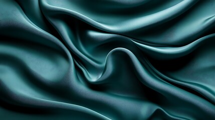 Wall Mural - Teal silk fabric texture, draped, background, design