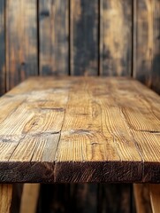 Poster - Rustic Wooden Surface with Blurred Background for Product Display or Food Photography