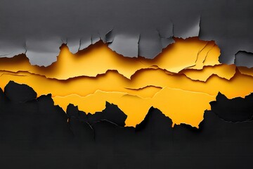 Poster - Abstract Background of Ripped Gray Paper Revealing a Vibrant Yellow Layer Beneath in Dramatic Style