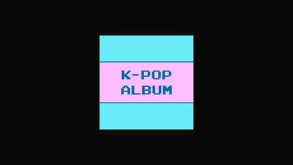 Poster - Animated k-pop group music album icon with digital pixel scan effect. Alpha channel