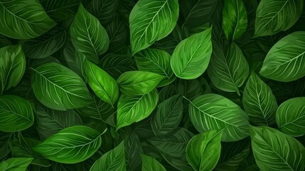 Wall Mural - Lush Green Leaves Background for Nature and Freshness Themes