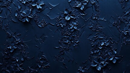 Wall Mural - Dark blue textured floral background
