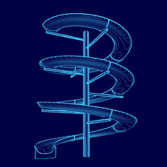 Poster - A blue image of a spiral slide. The slide is blue and is shown in a stylized way