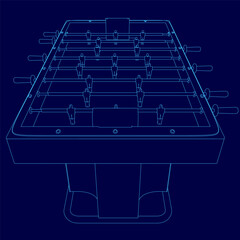 Poster - A blue drawing of a soccer field with a blue outline of a soccer goal. The goal has a blue outline and is surrounded by a blue border