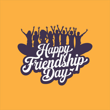 Happy Friendship Day Typography silhouette vector art illustration.