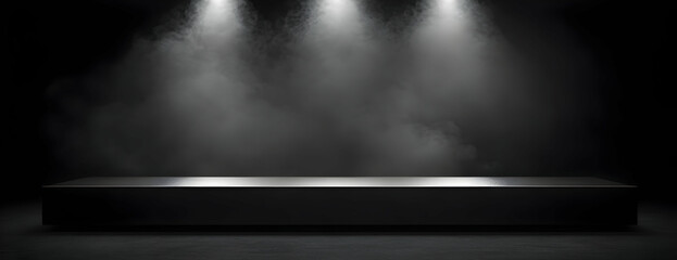 Wall Mural - Dark stage, three spotlights, smoky backdrop