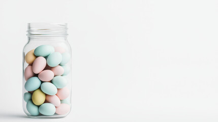 Wall Mural - glass jar filled with pastel colored Easter eggs, perfect for spring decor