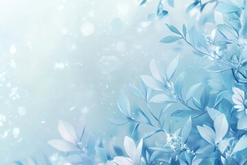 Wall Mural - Serene blue leaves, bokeh background, garden, spring design