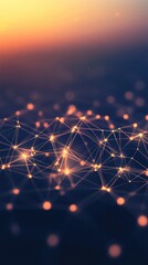 Poster - Abstract network connections glowing at sunset