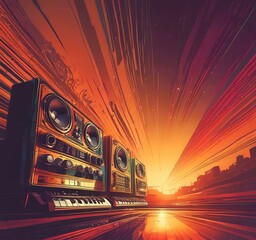 Poster - illustration of music background.