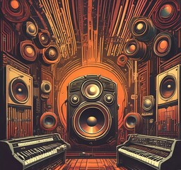 Poster - illustration of music background.