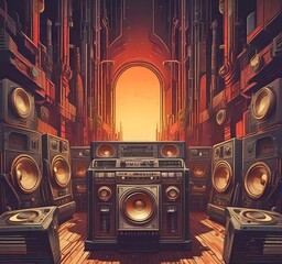 Poster - illustration of music background.
