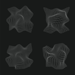 Poster - Geometry wireframe shapes, abstract backgrounds, cyberpunk elements retro futuristic aesthetic.
