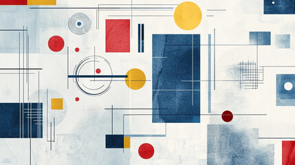 Fototapete -  Composition of Shapes and Textures in colorful Tones,  Elegant abstract design with featuring marble textures, Technology background with vibrant digital design for web banner.