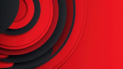 Wall Mural - Abstract background with concentric circles in shades of red and black.  A bold graphic design.