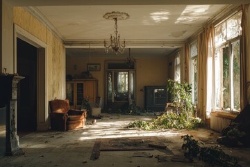 Wall Mural - Abandoned villa interior slung derelict forsaken outcast