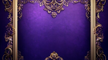 Poster - Luxury purple background with golden ornament. 3d illustration.