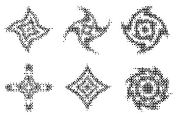 Poster - Pixel pattern shapes. Textured star with bitmap Y2k dither gradient. Retro vector cosmic element with old computer game graphic effect. Halftone grunge illustration
