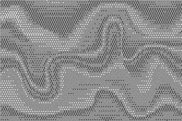 Poster - Wavy bitmap pattern background with pixel. Gradient dotted halftone video dither effect. Vector retro game glitch abstract noise. Grunge vintage wallpaper
