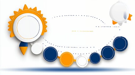 Poster - Abstract Circular Graphic Design with Orange, White, and Dark Blue Colors
