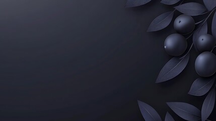 Wall Mural - Dark berries, leaves, background, banner