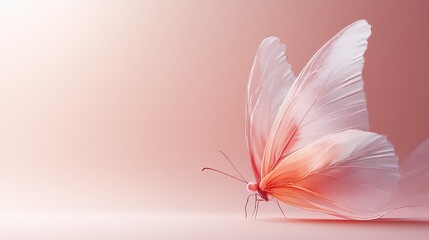 Wall Mural - Delicate pink with butterfly on soft background nature serenity calm.