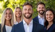 © trustmastertx - Smiling business team portrait outdoors.