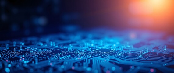 Abstract computer technology multicolor background banner futuristic business data technology modern concept, circuit board shape lines connecting link structure multi color contrast