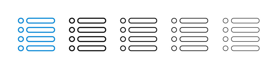 Menu icons in five different stroke sizes