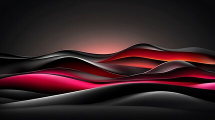 Poster - Abstract red black waves background