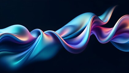 Poster - abstract fluid 3d renders iridescent modern retro futuristic dynamic wave in motion. ideal for backg