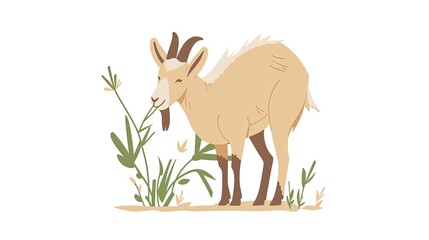 Wall Mural - A goat eating grass