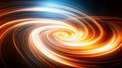 Poster - dynamic and colorful abstract design featuring swirling light patterns in orange and blue hues, creating sense of movement and energy