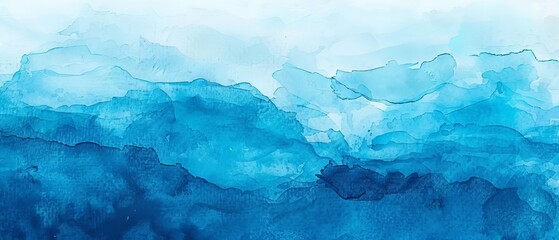 Wall Mural - vibrant blue azure and turquoise abstract watercolor background with sea waves gradient pattern, per