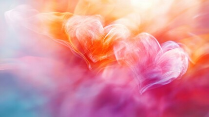 Aufkleber - Abstract Colorful Hearts in a Dreamy Light Background