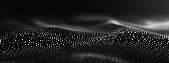 Aufkleber - Black Background with Scattered Dots and Lines, Banner Template with White Space for Text. Minimalist Abstract Wallpaper with Copy Space on Black Background. Simple Modern Wallpaper.
