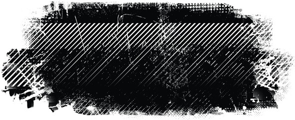 Poster - Grunge textured banner with rough edges. Halftone dots texture. Overlay grunge texture . Simply place texture over any object to create grunge effect . Banner with scratched surface for your design. 