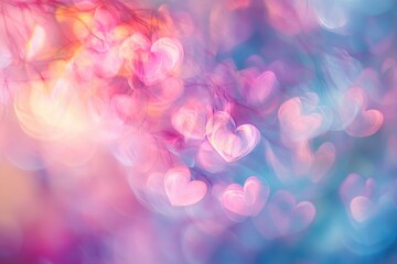 Wall Mural - Abstract Pink Blue Purple Heart Background Soft Light Dreamy Blurred Bokeh