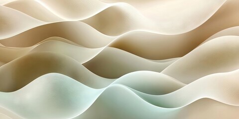 Fototapete - Soft abstract waves in beige and cream colors blend seamlessly over a light background, creating a soothing and fluid design.
