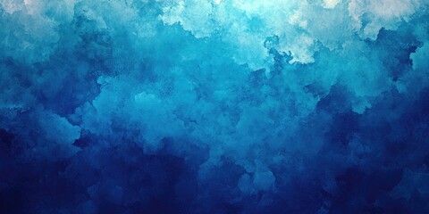 Fototapete - Abstract watercolor background featuring various shades of blue, blending from light azure at the top to deep navy at the bottom, creating depth.