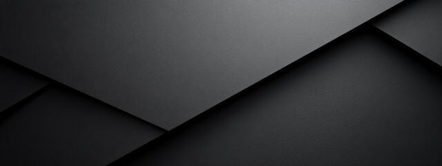 Aufkleber - Black background with sharp angles for design. Banner template with white space in the center for text. Perfect for abstract minimalist wallpaper and contemporary digital projects.