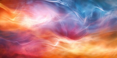 Fototapete - Vibrant abstract background featuring swirling hues of orange, pink, and blue, creating a dreamlike atmosphere with smooth gradient transitions.
