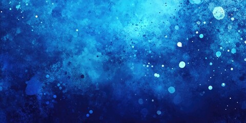 Fototapete - Abstract deep blue background with vibrant scattered light blue and white spots, creating a textured and dynamic space for copy.
