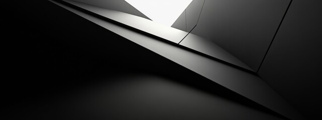 Aufkleber - Black background with sharp angles. Banner template with white space in the center for text. Perfect for abstract minimalist wallpaper and modern graphic design projects.