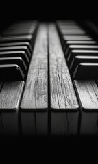 Poster - minimalist piano keys on dark background, creating depth