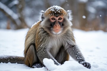 Wall Mural - araffe sitting in the snow with snow on its face