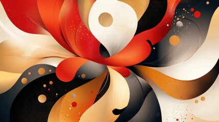 Poster - Vibrant Swirling Abstract Digital Art with Mesmerizing Geometric Patterns and Luminous Color Palette