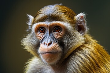 Wall Mural - arafed monkey with a long hair and a brown face